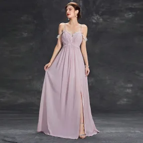 Elegant Lace up Split A Line Evening Dress