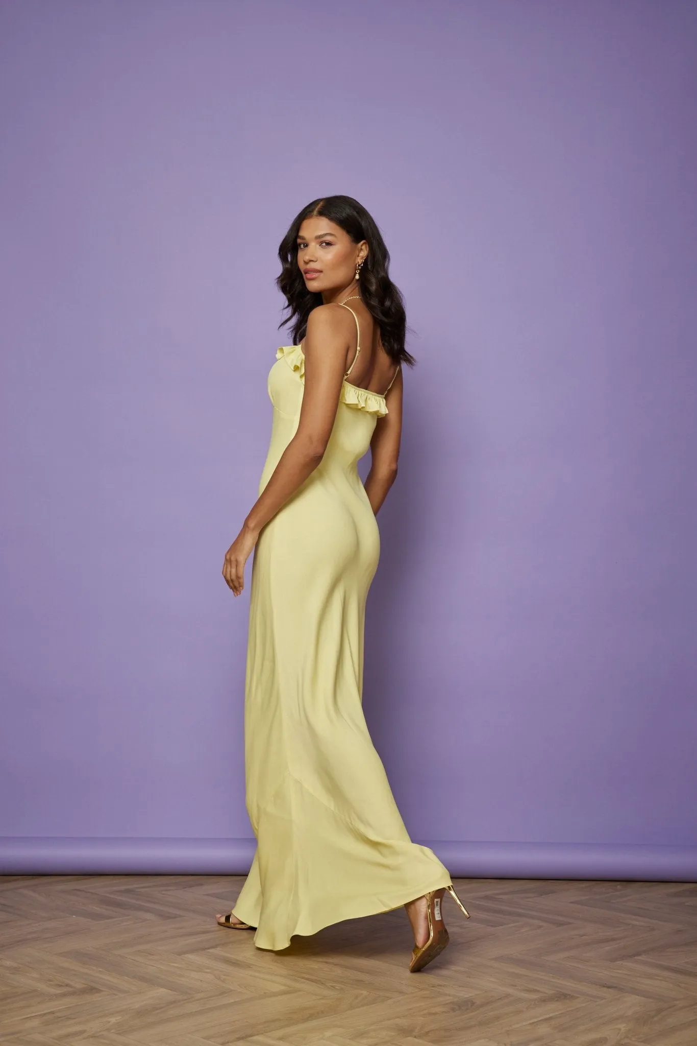 Enya Satin Slip Dress - Yellow