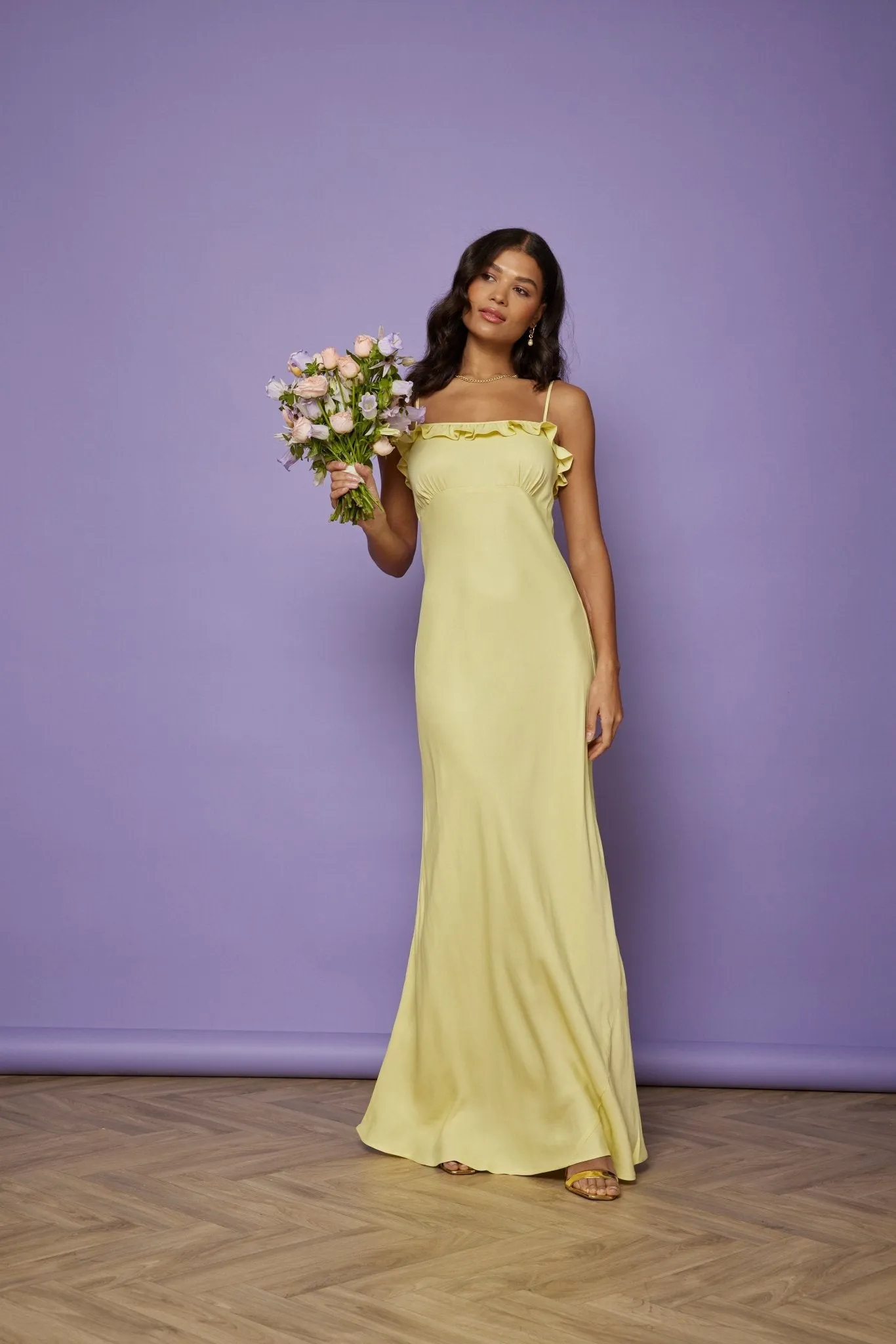 Enya Satin Slip Dress - Yellow