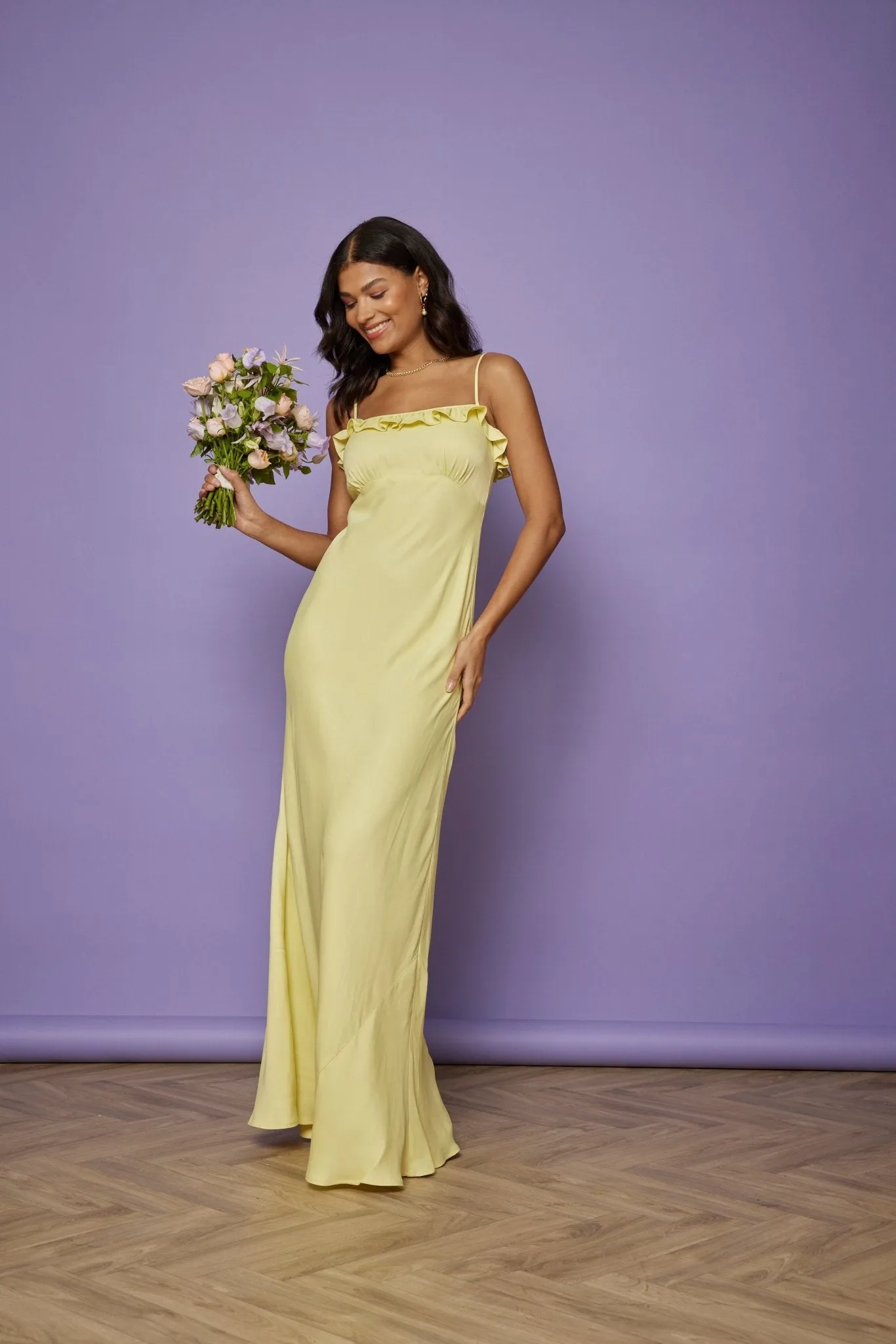 Enya Satin Slip Dress - Yellow
