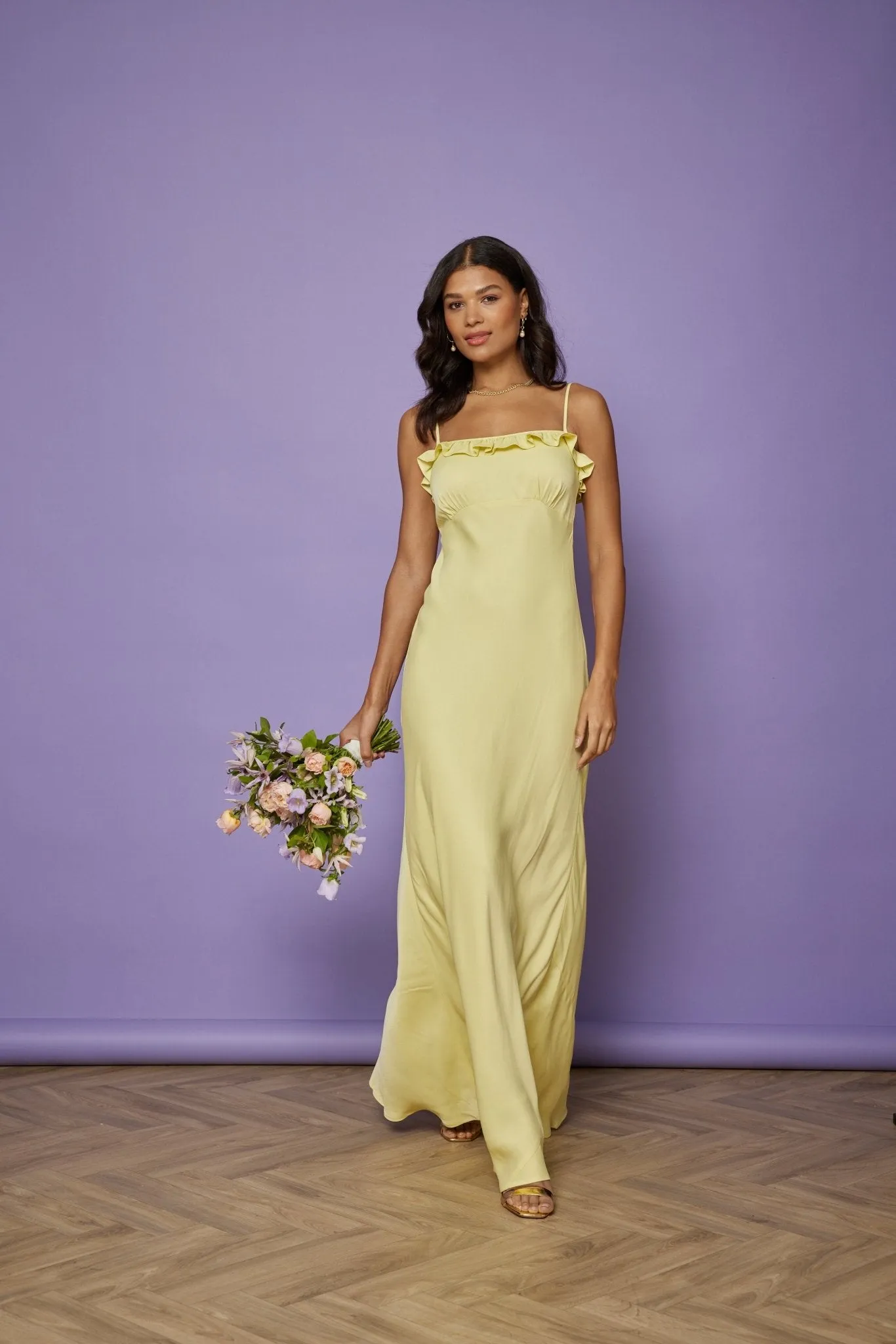 Enya Satin Slip Dress - Yellow
