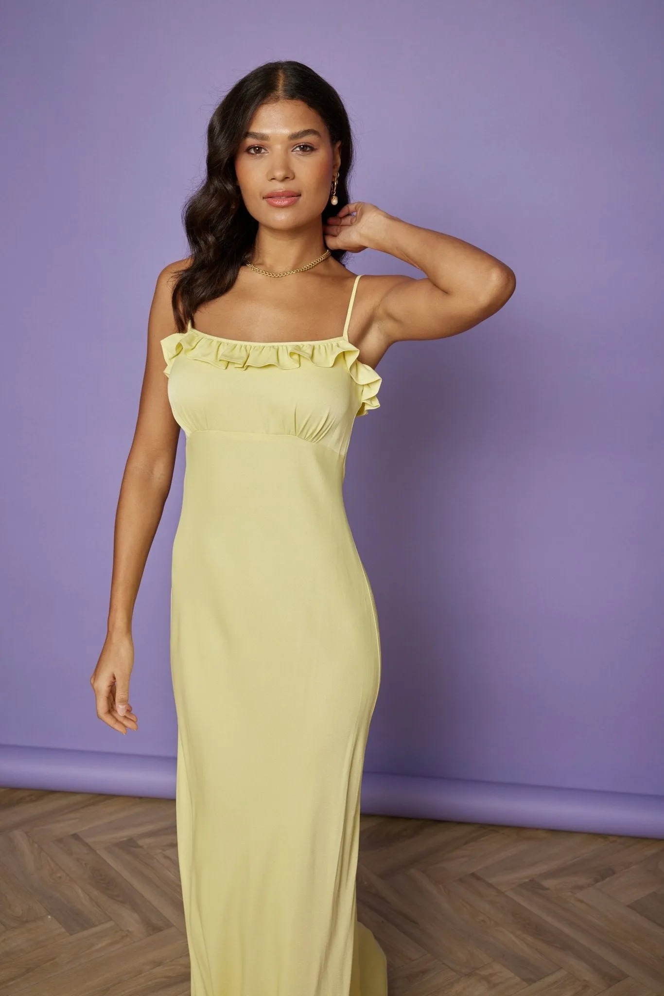 Enya Satin Slip Dress - Yellow