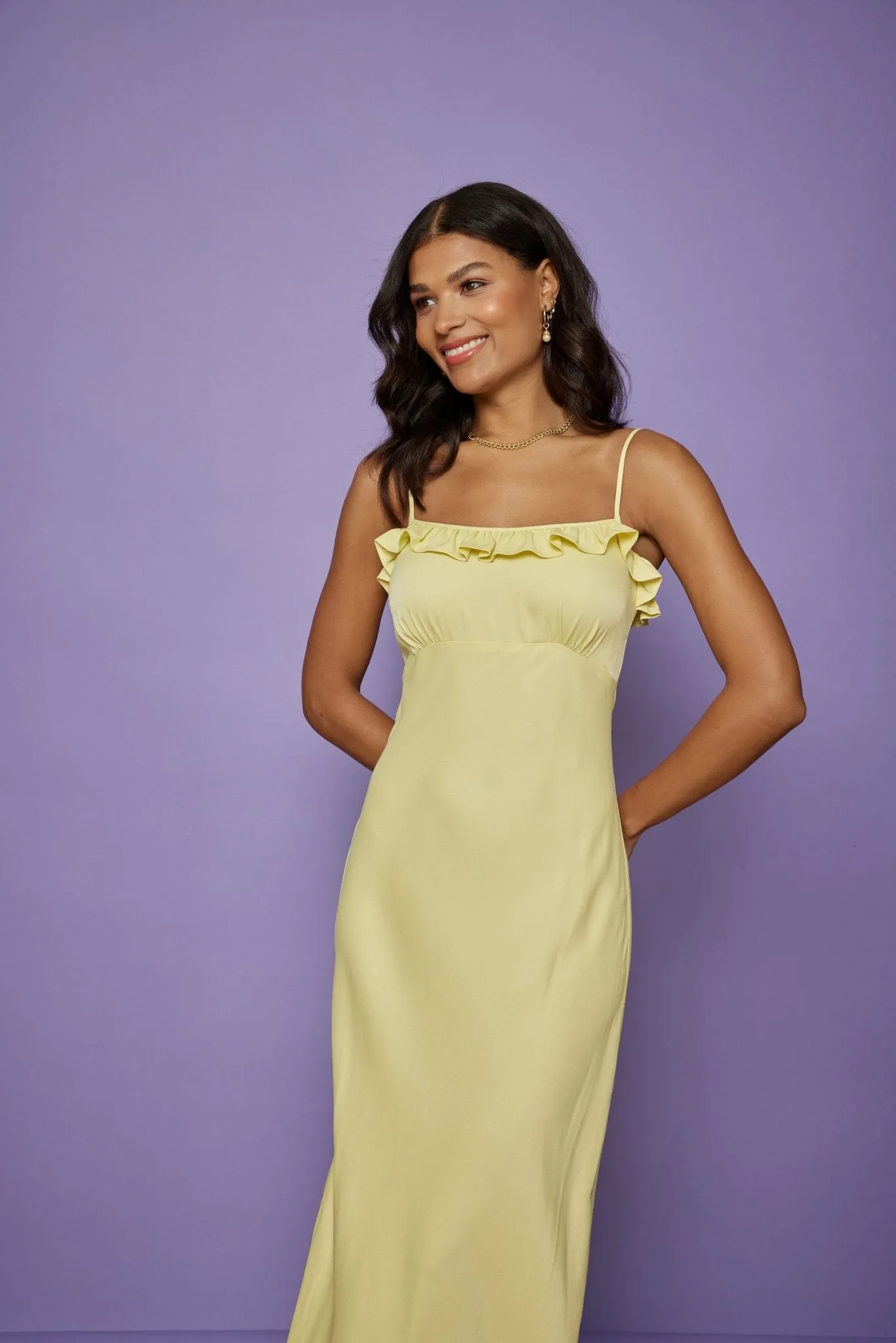 Enya Satin Slip Dress - Yellow