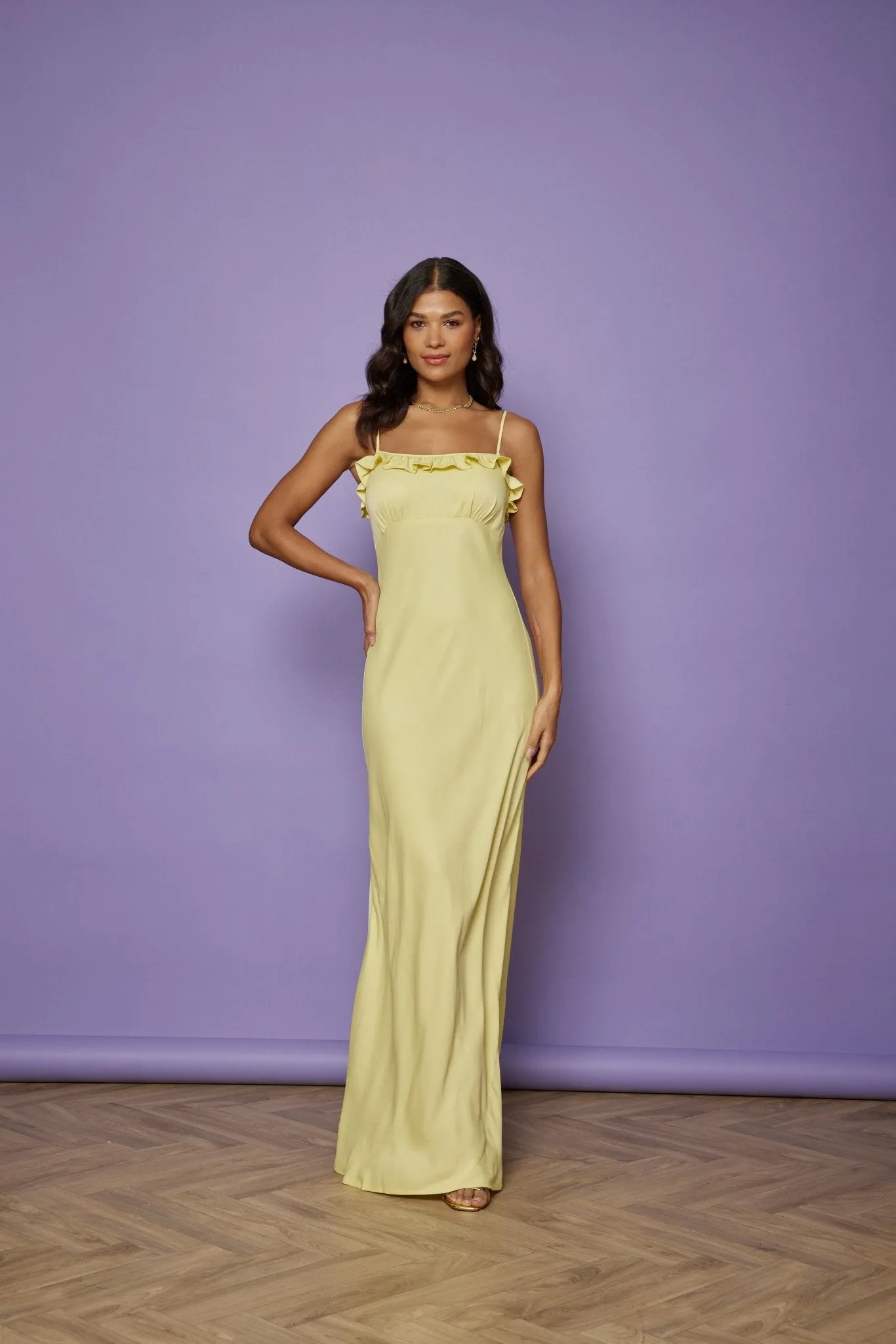 Enya Satin Slip Dress - Yellow