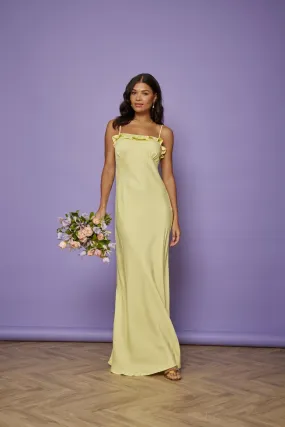 Enya Satin Slip Dress - Yellow