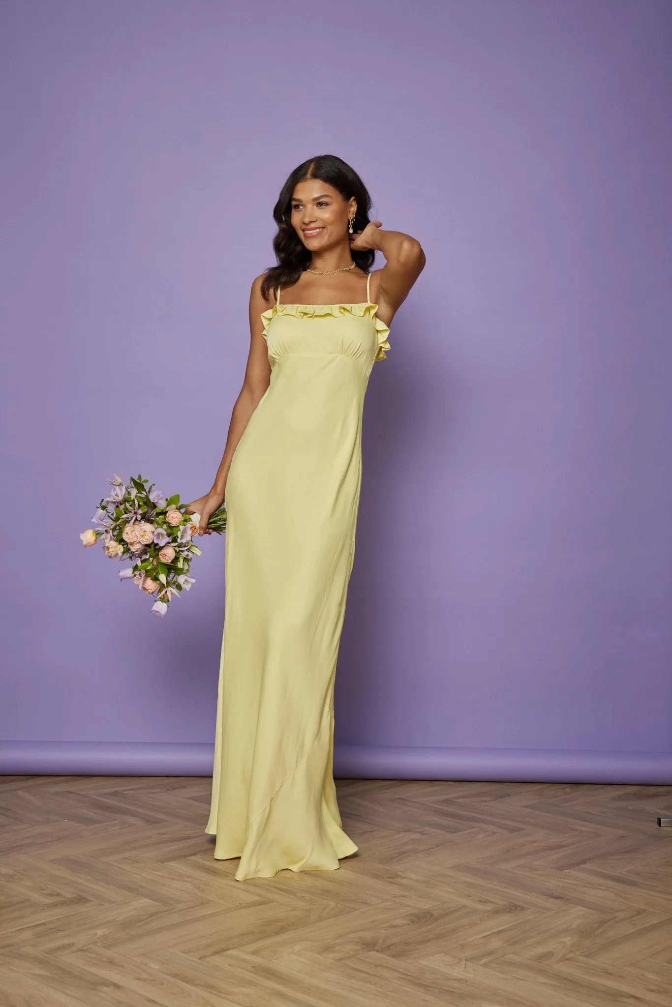 Enya Satin Slip Dress - Yellow