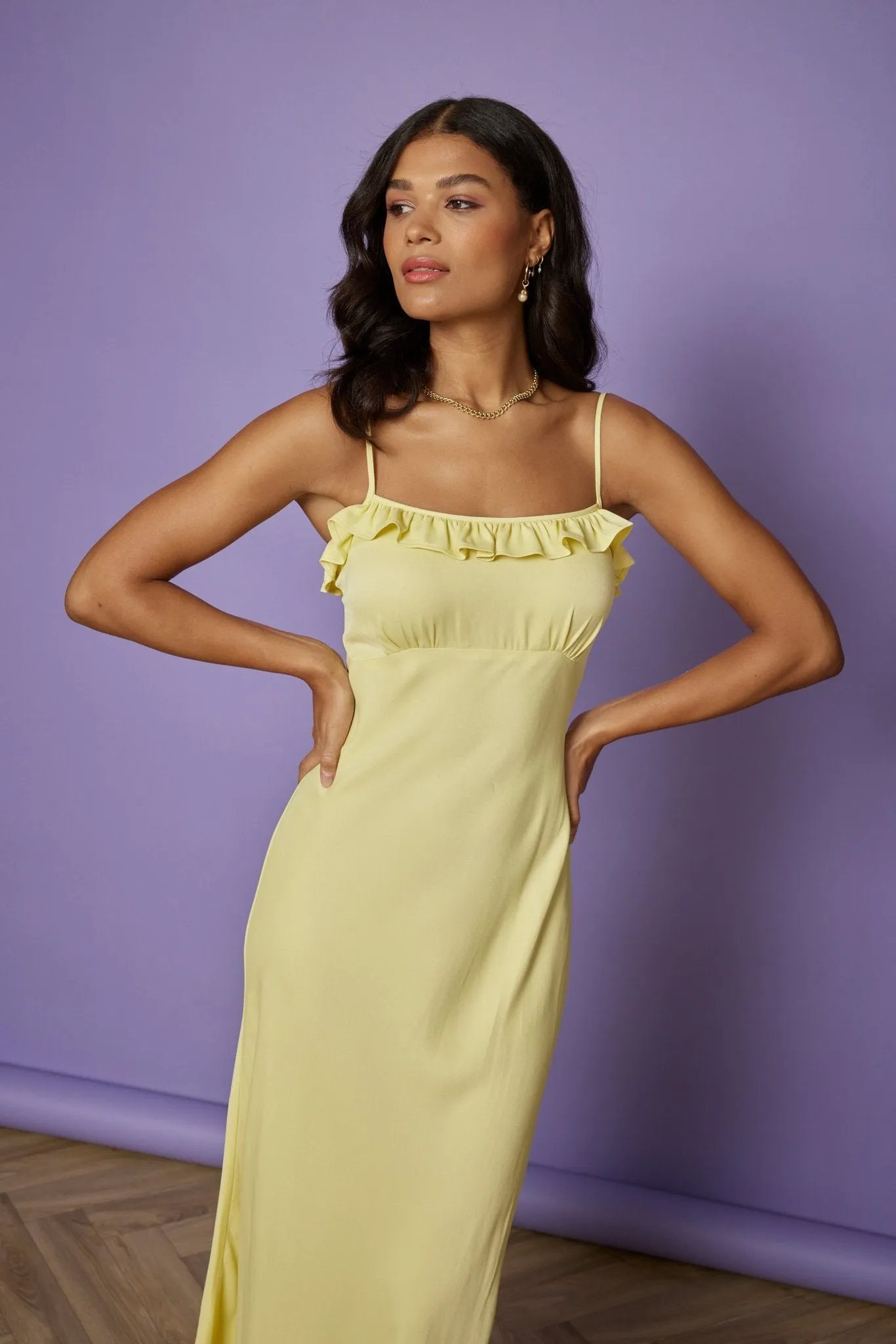Enya Satin Slip Dress - Yellow