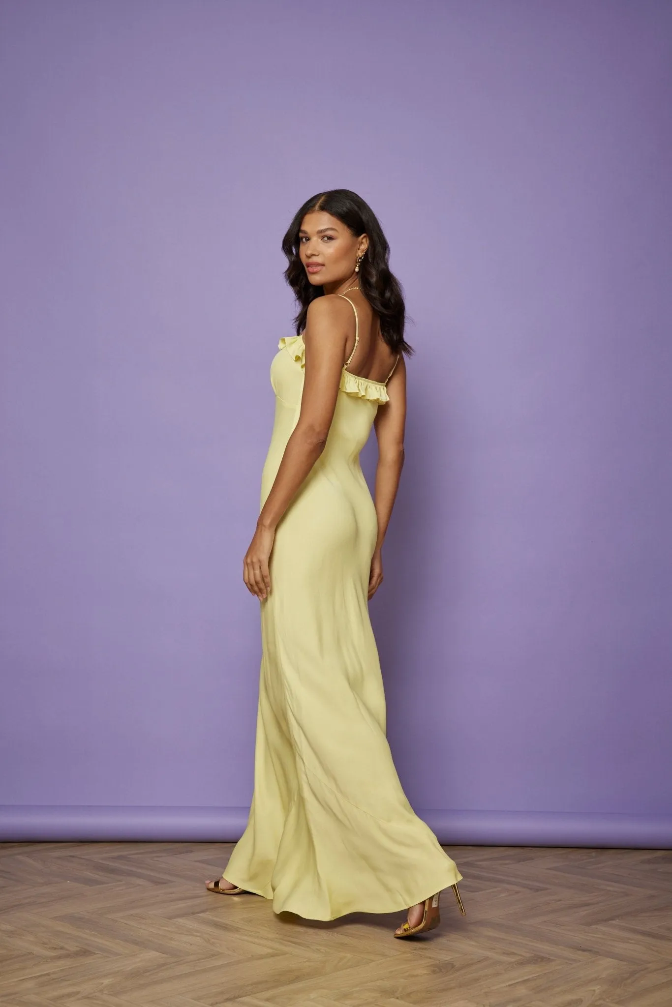 Enya Satin Slip Dress - Yellow
