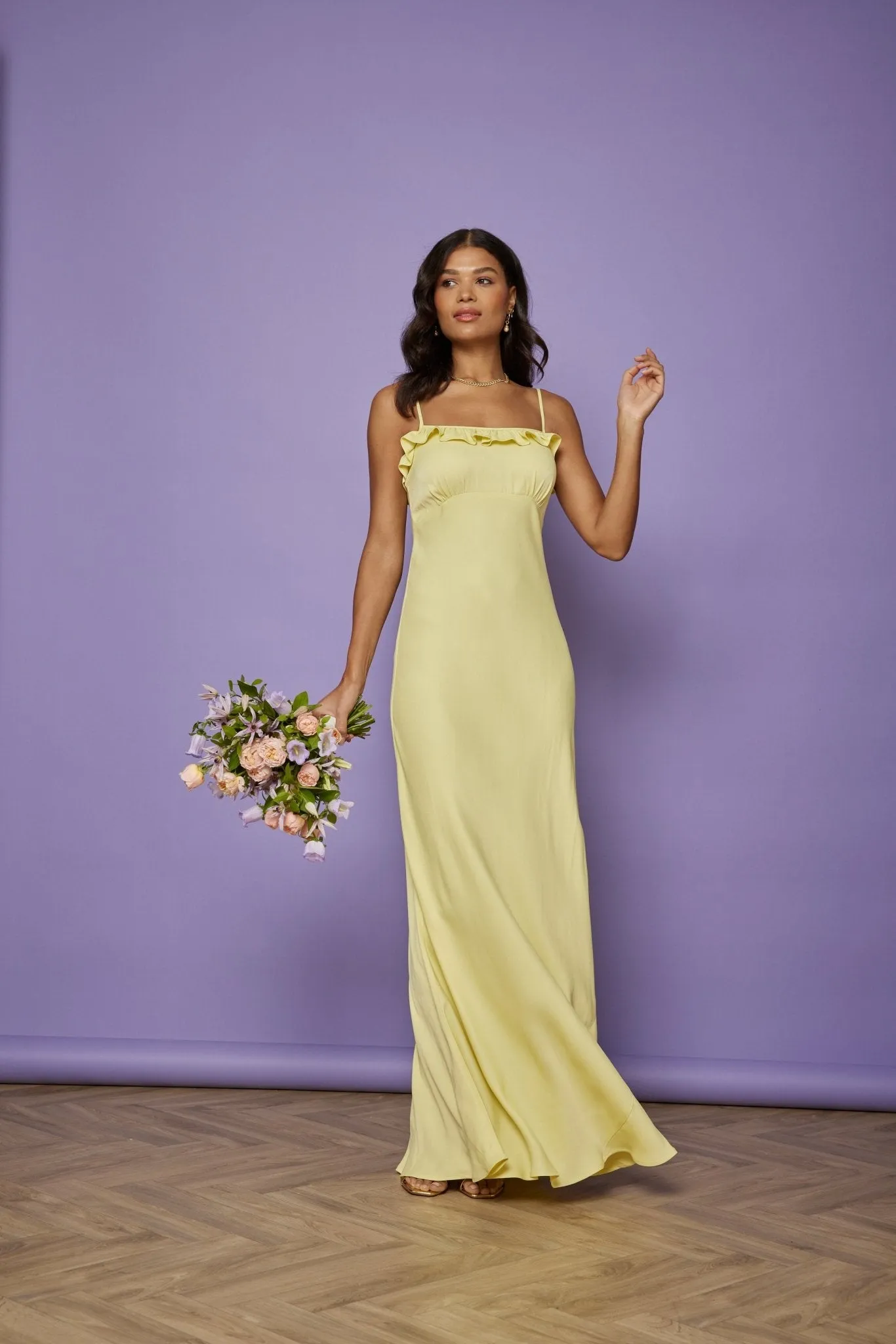 Enya Satin Slip Dress - Yellow
