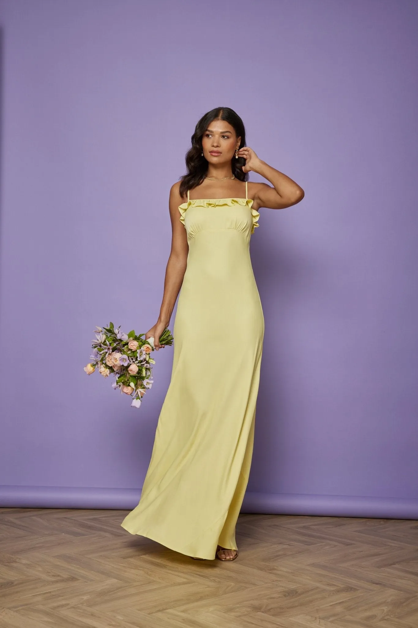 Enya Satin Slip Dress - Yellow