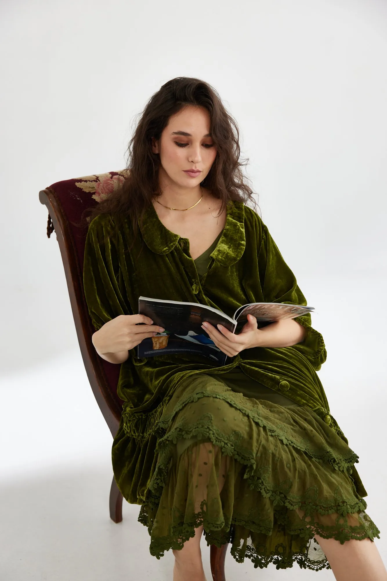 Evangeline slip dress. Moss