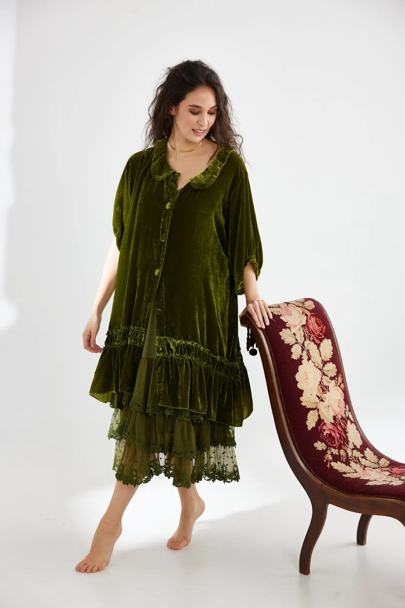 Evangeline slip dress. Moss