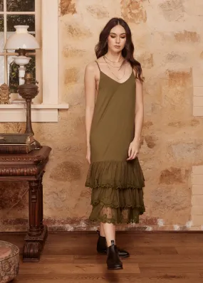 Evangeline slip dress. Moss