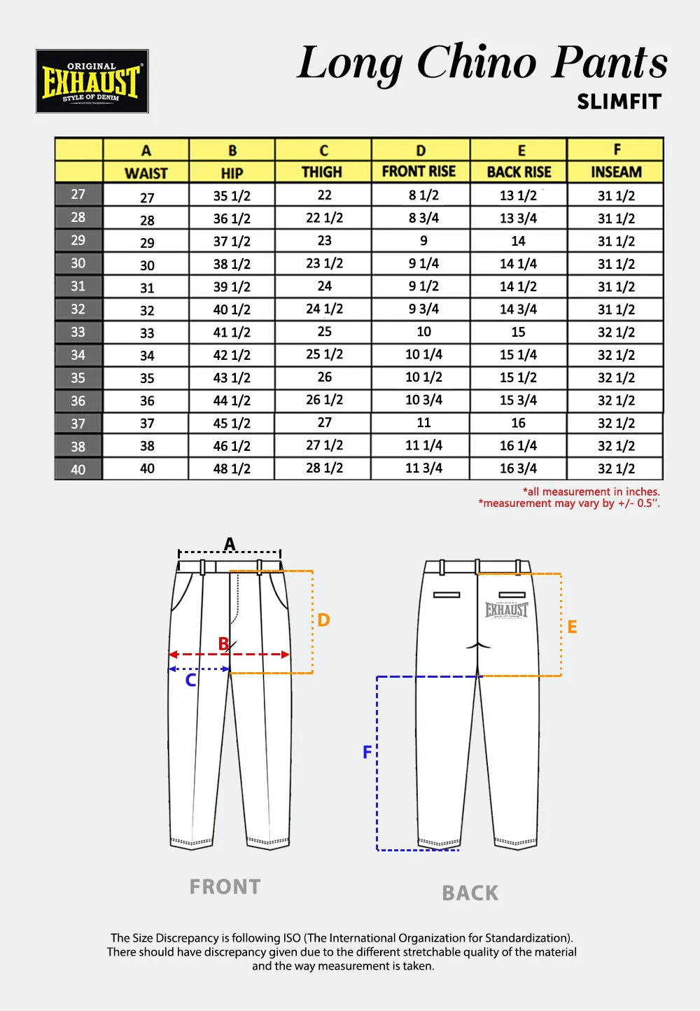 EXHAUST CHINO LONG PANTS [SLIM FIT] 2011