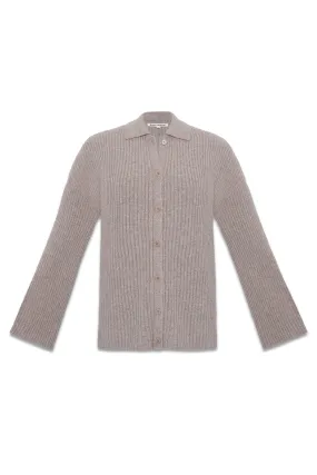 Fantino Oatmeal Cashmere Collared Cardigan
