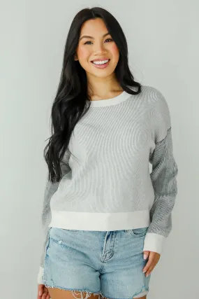 FINAL SALE - Fireside Flirt Grey Ribbed Sweater