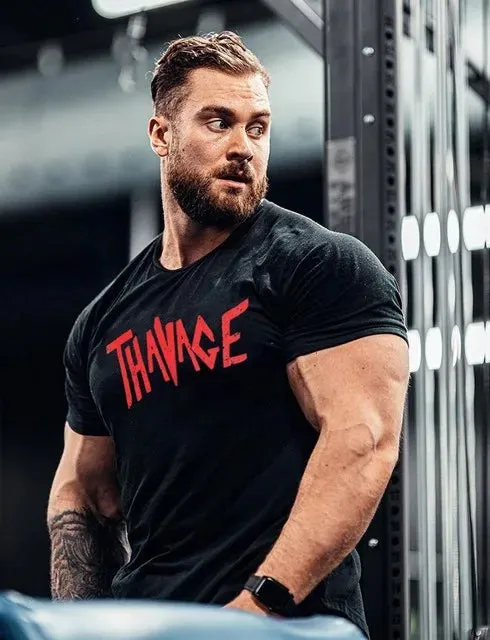 Fitness Thavage Sports T-Shirt Men's Running Body building Workout