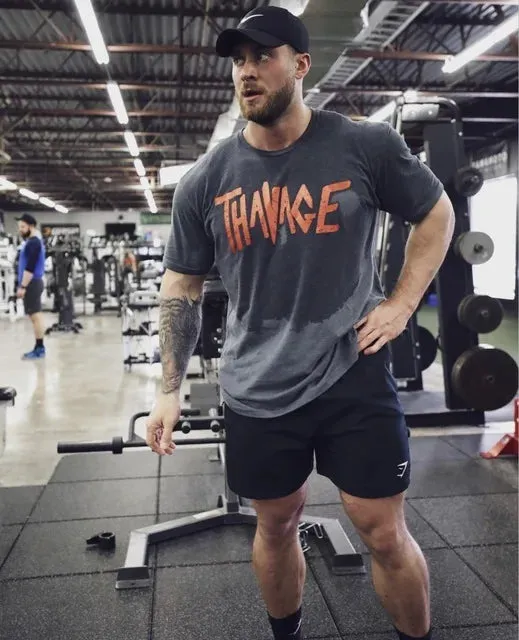 Fitness Thavage Sports T-Shirt Men's Running Body building Workout