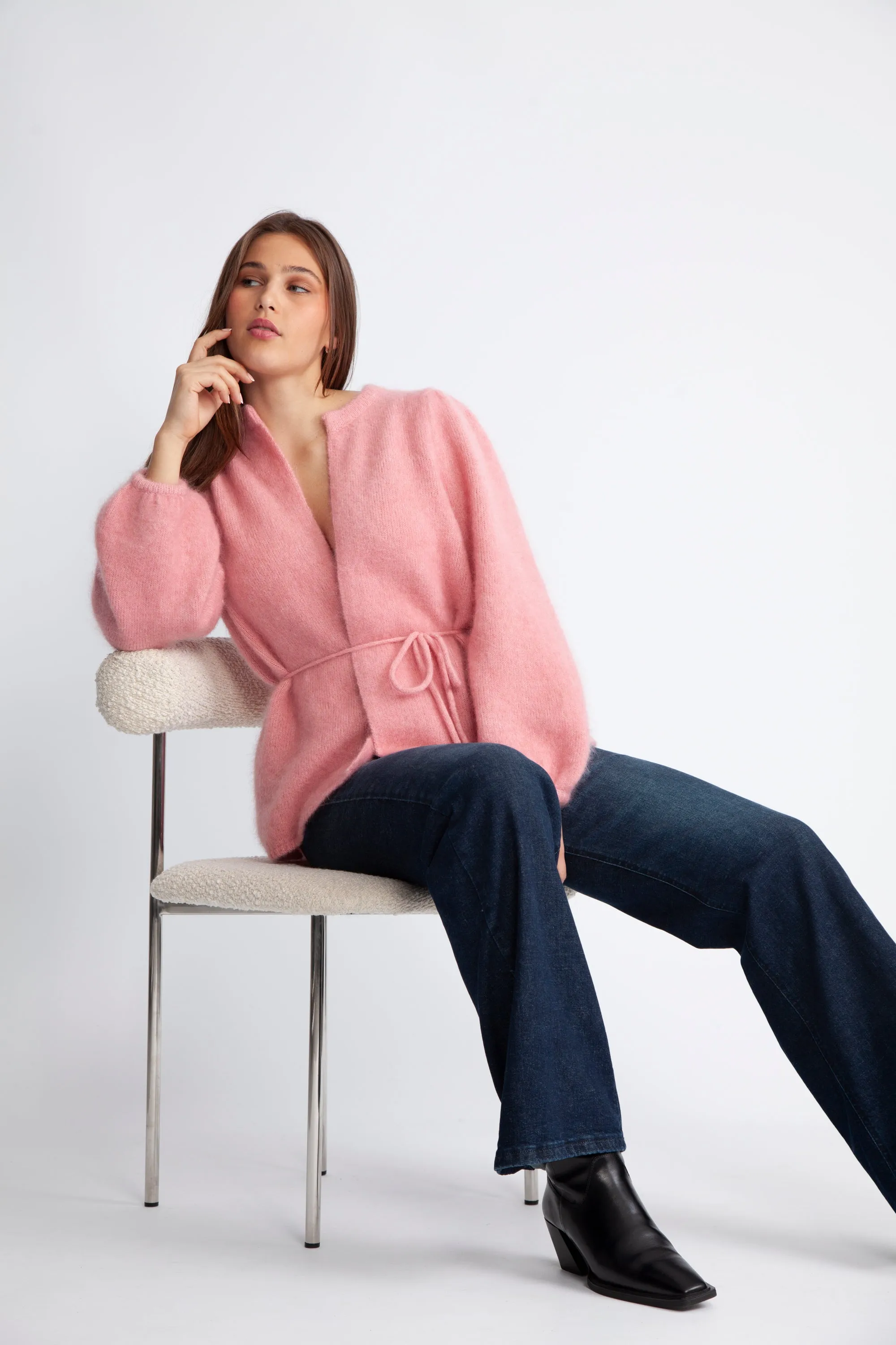 Fredrikke Chunky Cardigan - Peachy Pink