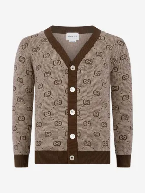 Gucci Boys Cardigan - Beige Wool GG Cardigan