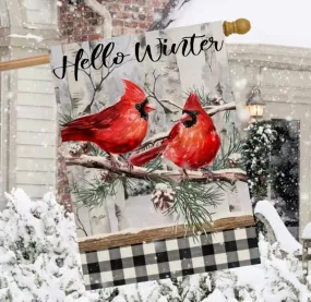 Hello Winter Cardinal Garden Flag
