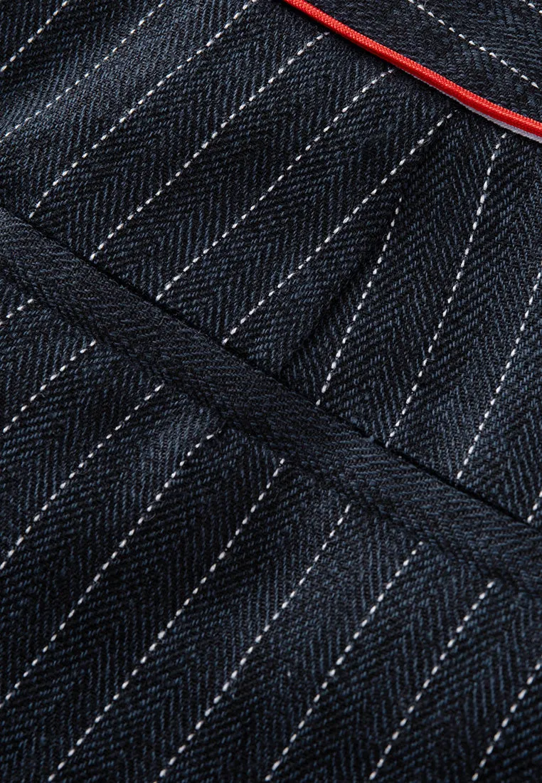 Herringbone Stripped Outlined-side seam Trousers