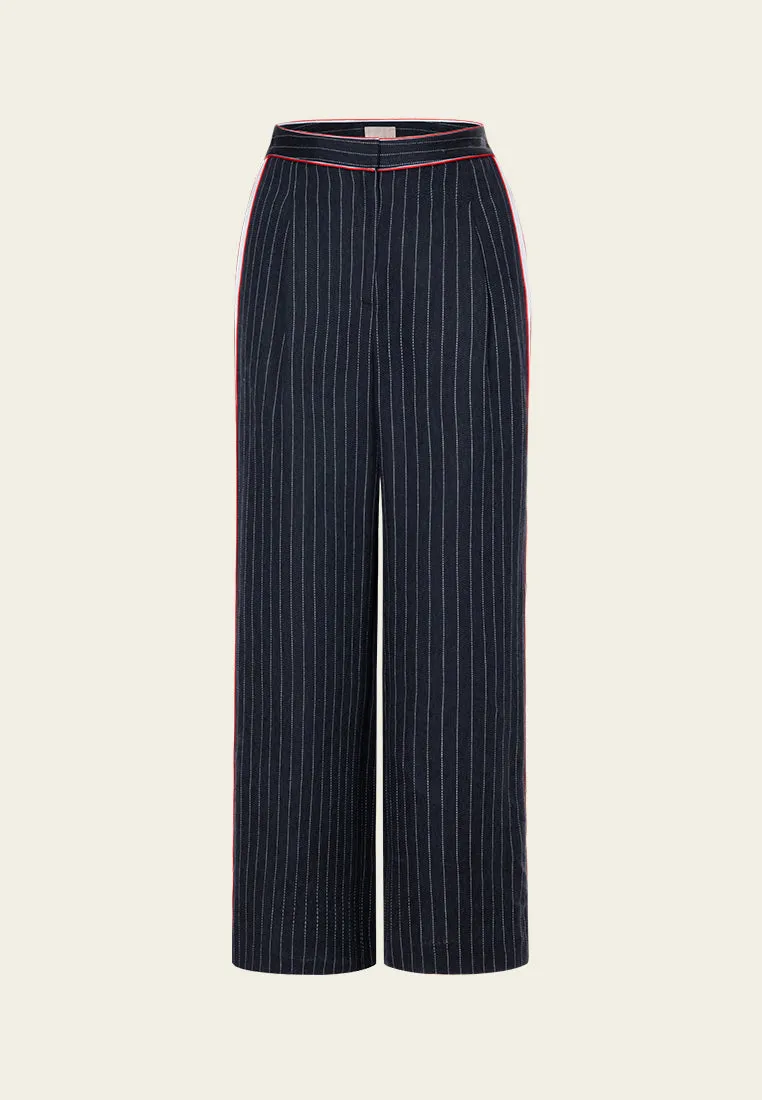 Herringbone Stripped Outlined-side seam Trousers