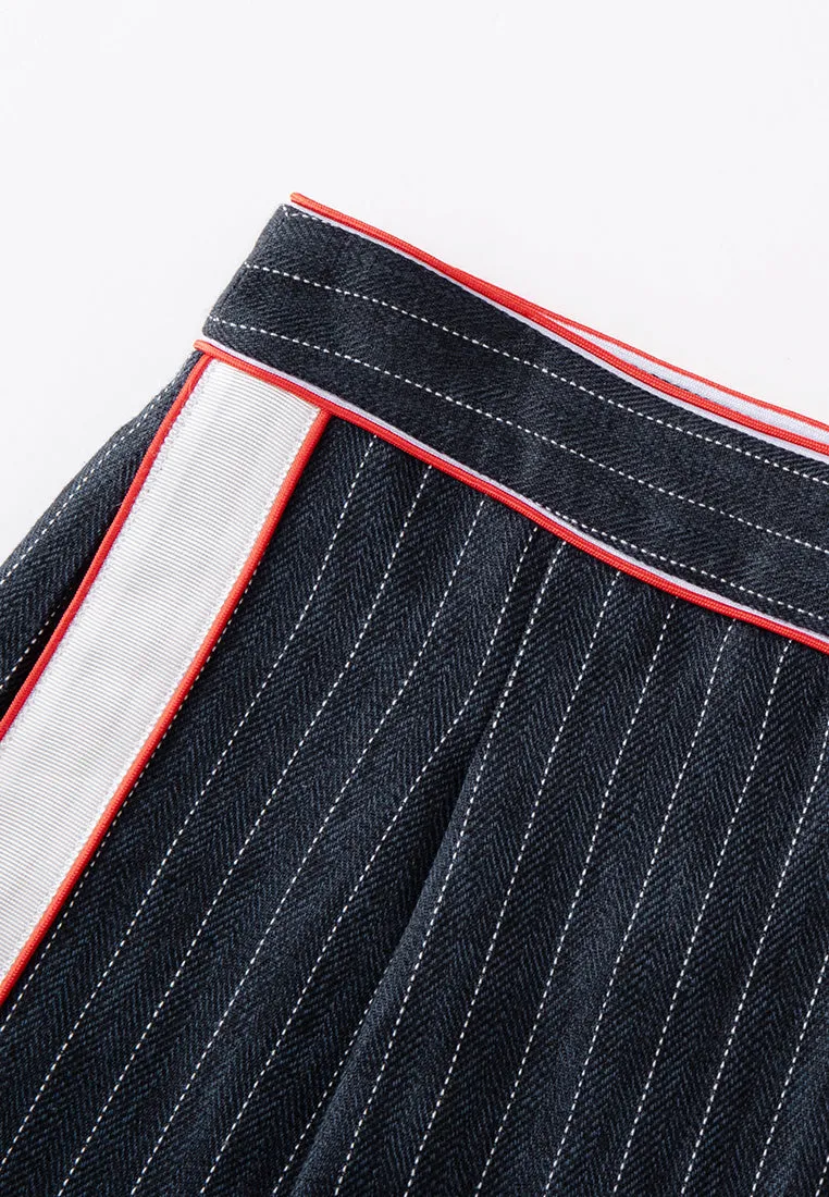 Herringbone Stripped Outlined-side seam Trousers