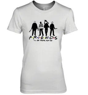 Horror Friends Jason Voorhees Freddy Krueger Texas Chain Saw Michael Myers Shirt Women's The Boyfriend Tee