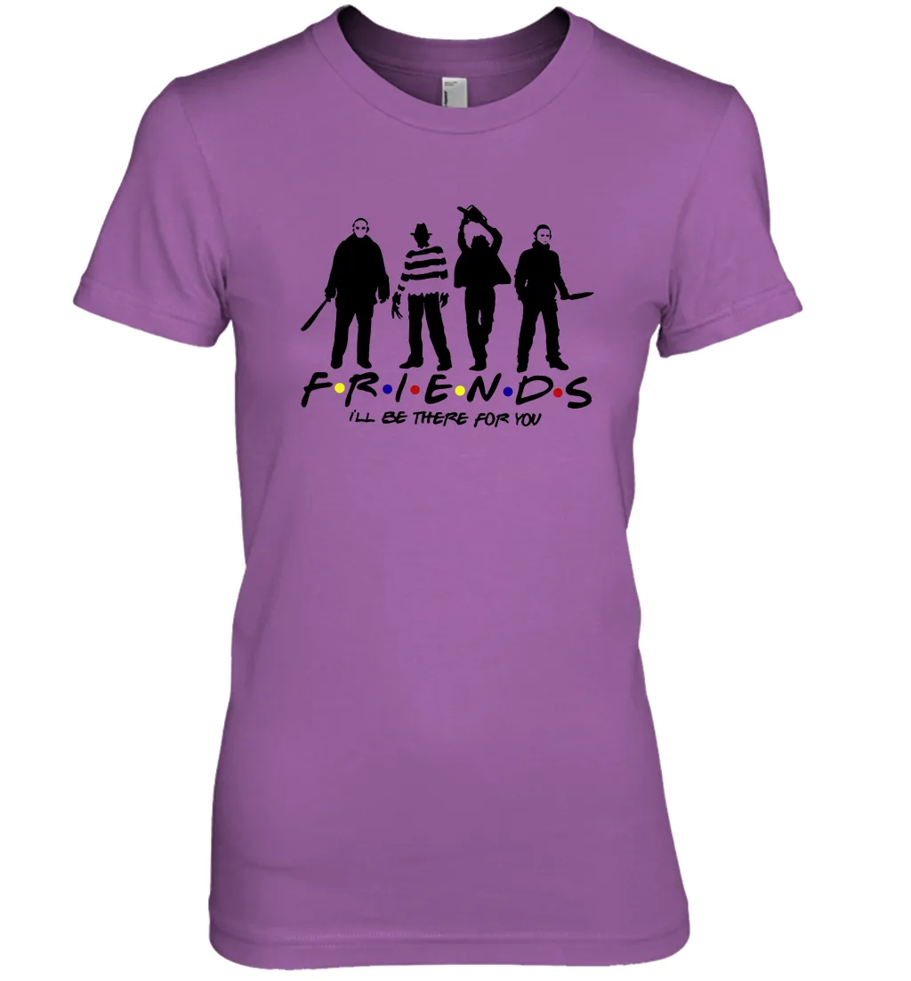 Horror Friends Jason Voorhees Freddy Krueger Texas Chain Saw Michael Myers Shirt Women's The Boyfriend Tee