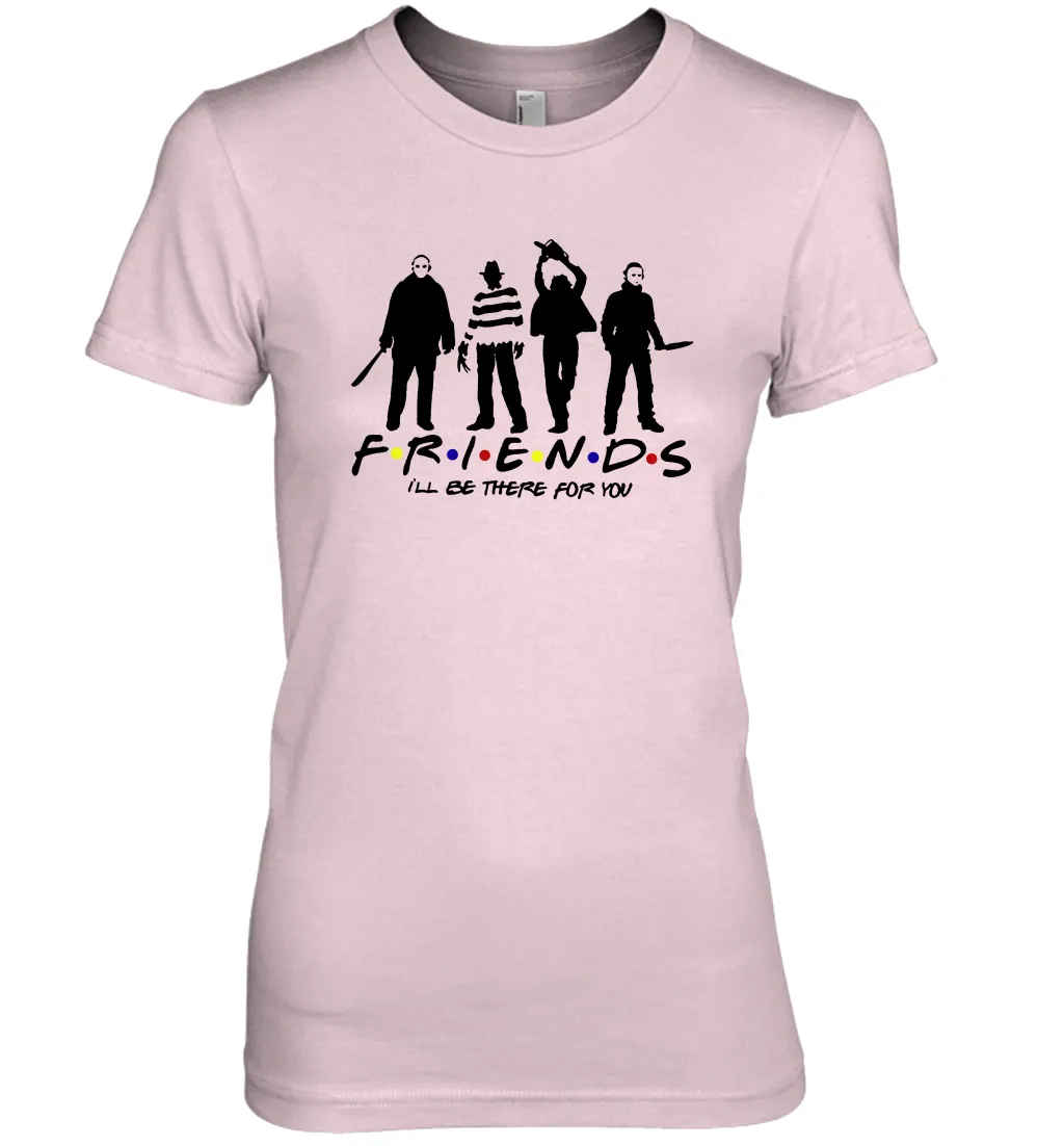Horror Friends Jason Voorhees Freddy Krueger Texas Chain Saw Michael Myers Shirt Women's The Boyfriend Tee