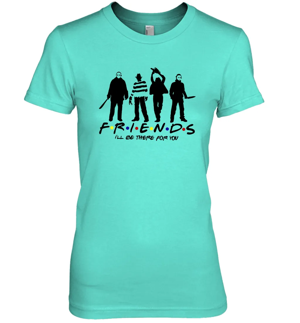 Horror Friends Jason Voorhees Freddy Krueger Texas Chain Saw Michael Myers Shirt Women's The Boyfriend Tee