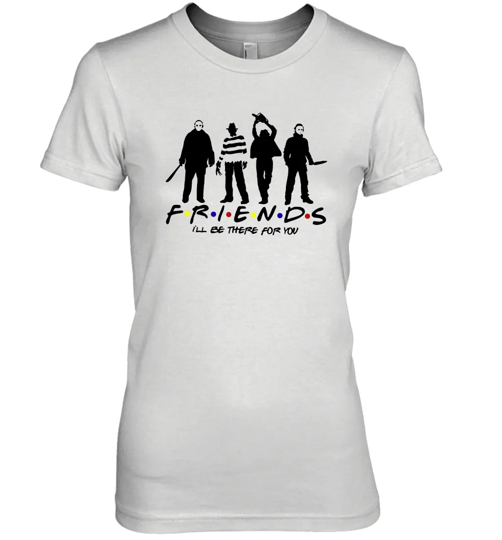 Horror Friends Jason Voorhees Freddy Krueger Texas Chain Saw Michael Myers Shirt Women's The Boyfriend Tee
