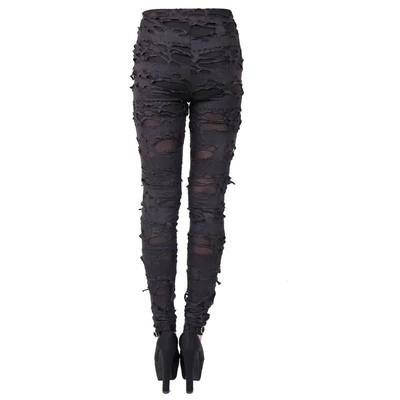 'I Want to Destroy You' Distressed Casual Punk Leggings