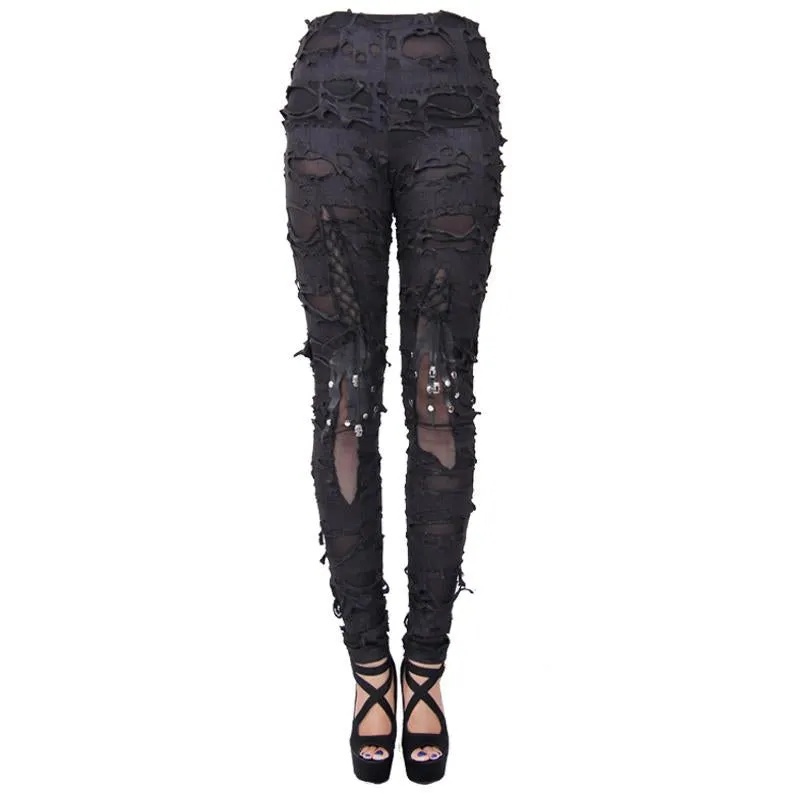'I Want to Destroy You' Distressed Casual Punk Leggings