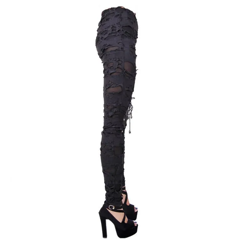 'I Want to Destroy You' Distressed Casual Punk Leggings
