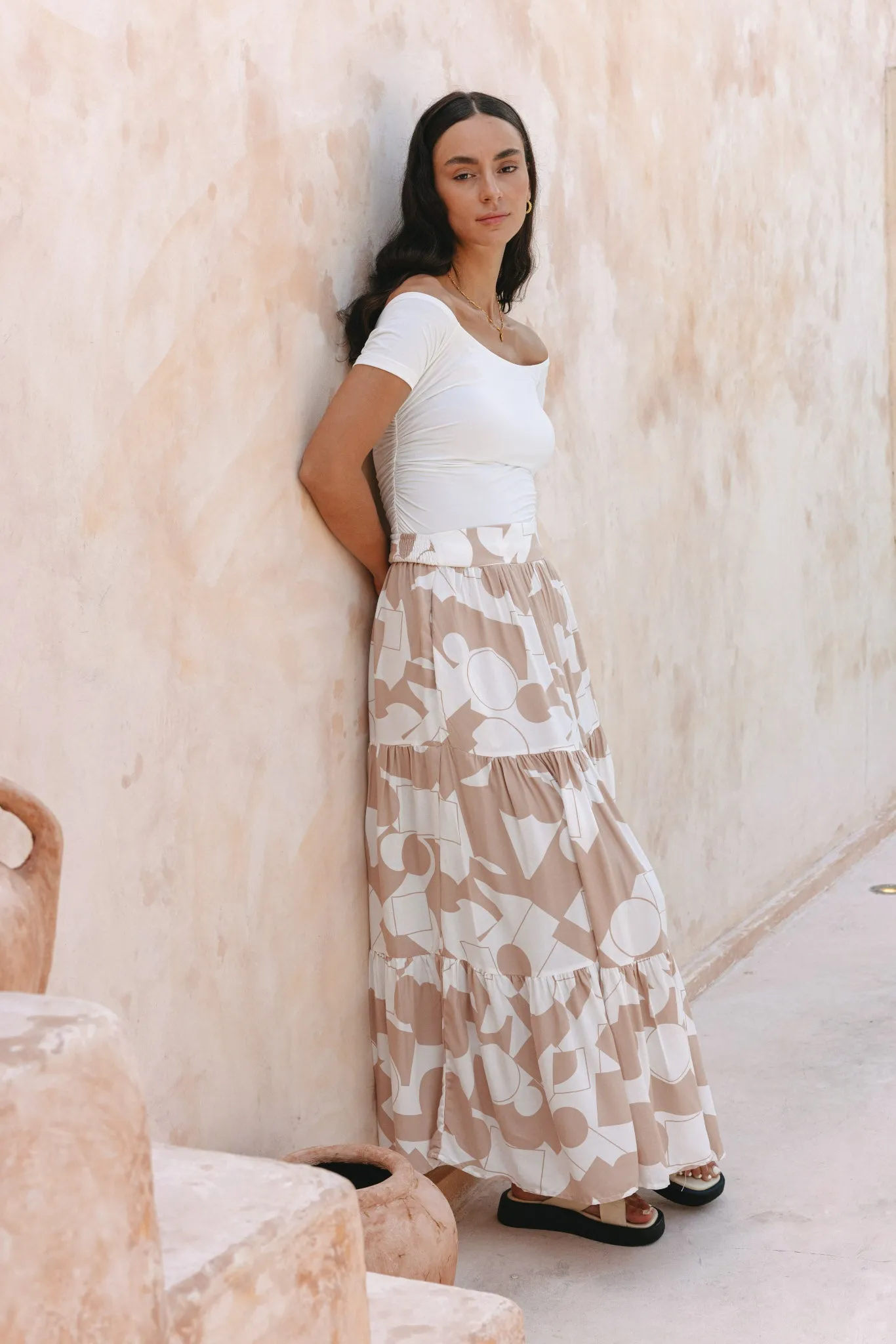 Kelsey White Reversible Ruched Crop Top