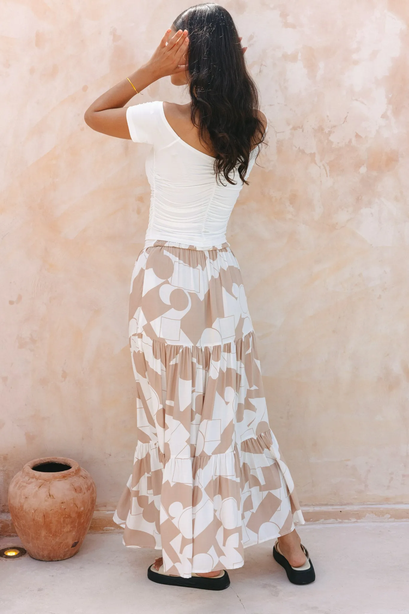 Kelsey White Reversible Ruched Crop Top