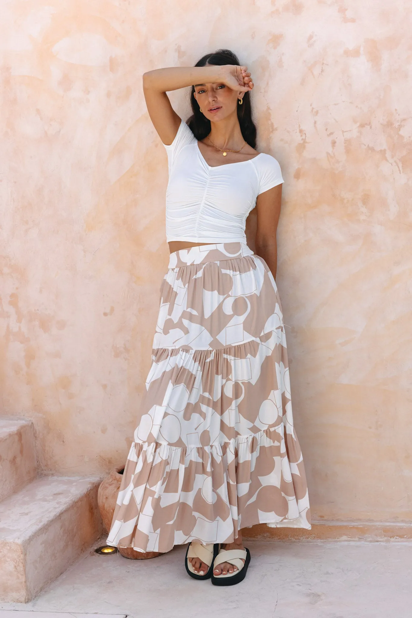 Kelsey White Reversible Ruched Crop Top