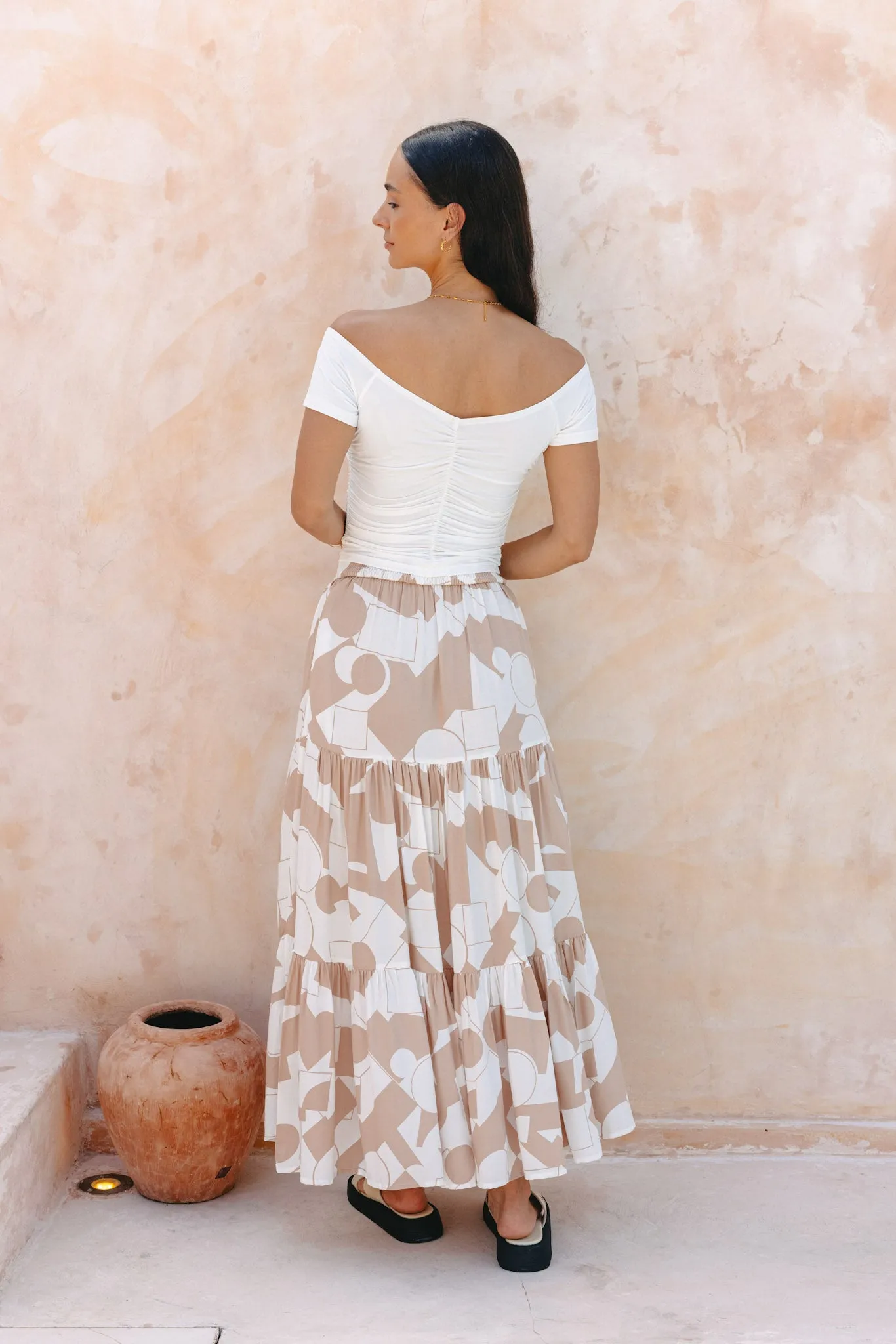 Kelsey White Reversible Ruched Crop Top