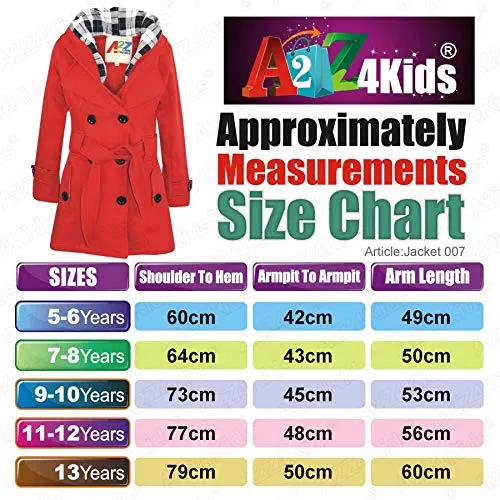 Kids Girls Overcoat Hooded Trench Coat Lapels Red Padded Long Parka Jacket 5-13Y