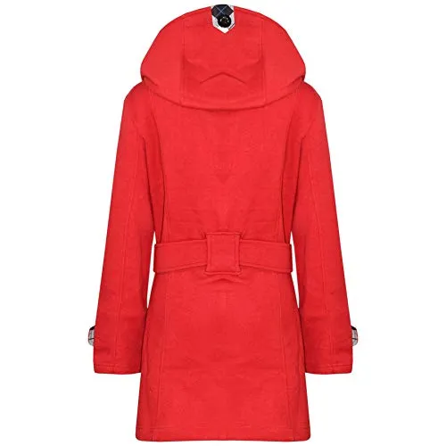 Kids Girls Overcoat Hooded Trench Coat Lapels Red Padded Long Parka Jacket 5-13Y