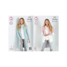 King Cole Ladies Chunky Cardigan Knitting Pattern 5623