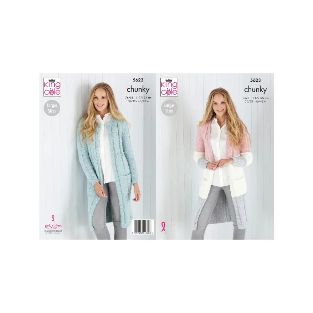 King Cole Ladies Chunky Cardigan Knitting Pattern 5623