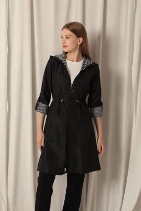 KKT Bondig Fabric Waterproof Women's Black Trench Coat - Chorley