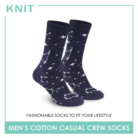 Knit Men's Constellation Cotton Light Performance Crew Socks 1 Pair KMC2404