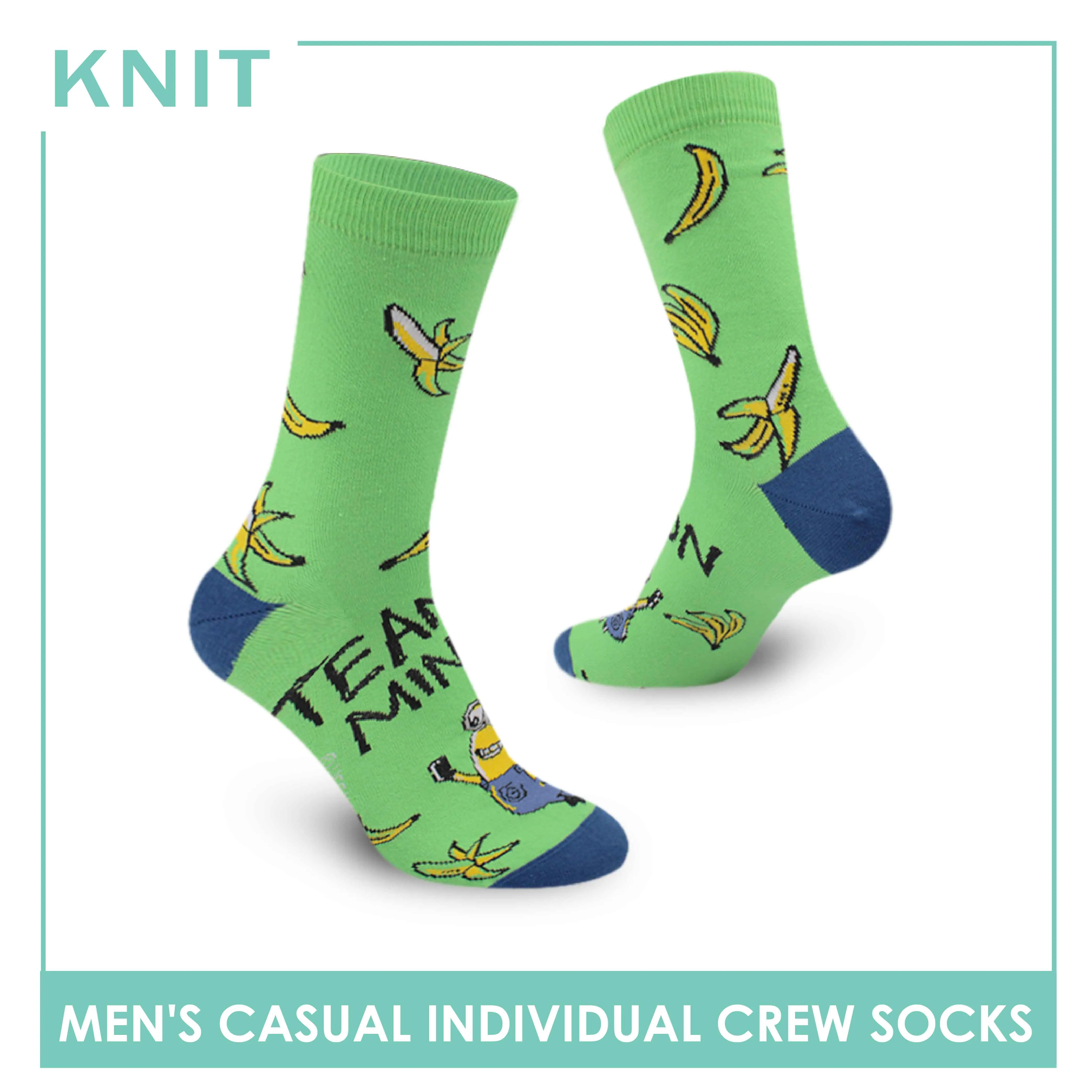 Knit Men's Minions Cotton Light Performance Crew Socks 1 pair KMDM1406