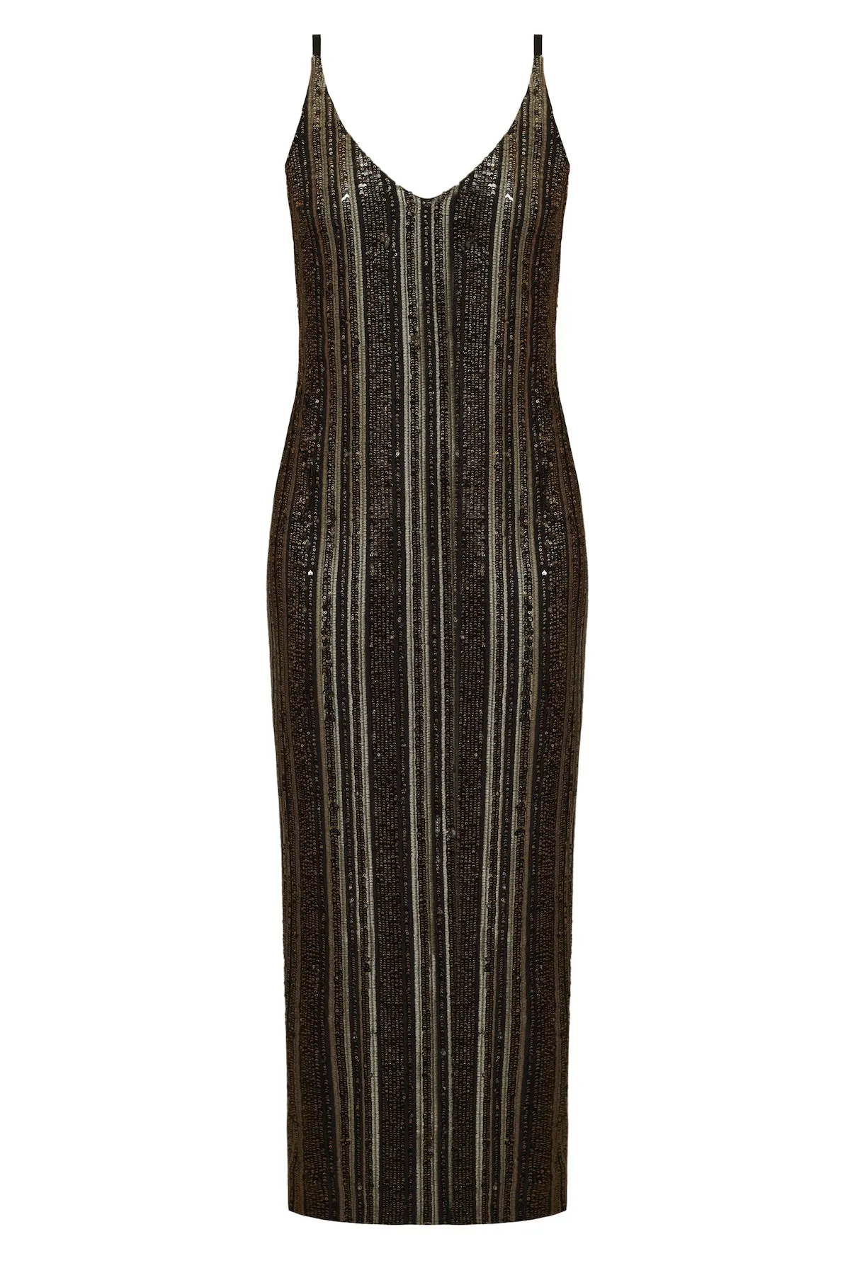 LAYLA black gold slip sequin dress