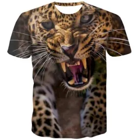 Leopard T shirts Men Animal Tshirts Novelty War T-shirts 3d Gothic Tshirts Casual Short Sleeve Hip hop Unisex New Slim