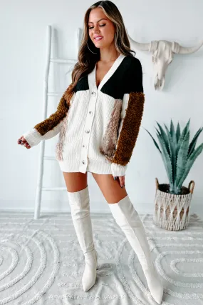 Lily Color Block Button-Front Cardigan (Black/Camel)